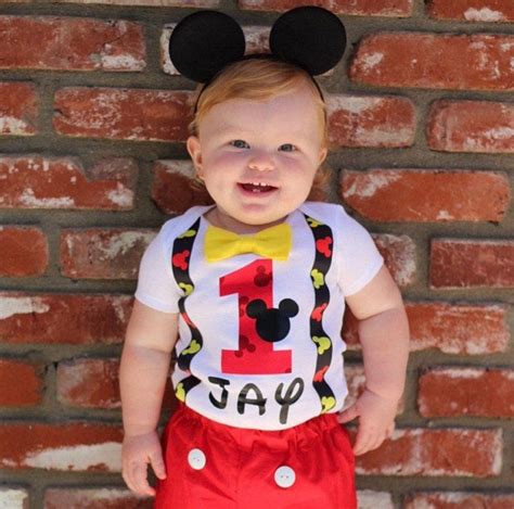 Mickey Mouse First Birthday Outfit Boy Suspenders St Etsy Espa A