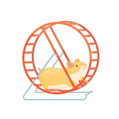 Hamster Running In The Wheel Vector Illustration Stock Vector