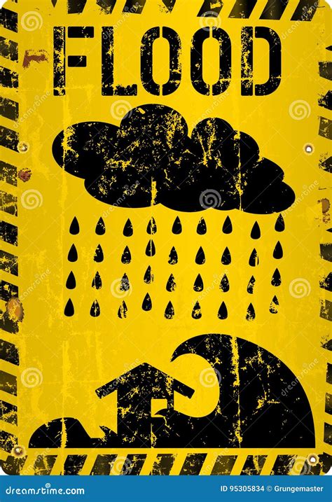 Flood Warning Sign Vector Illustration | CartoonDealer.com #118940808