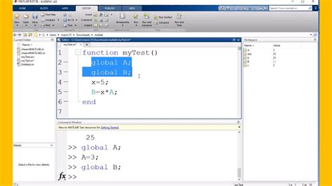 Matlab Global Variables Youtube