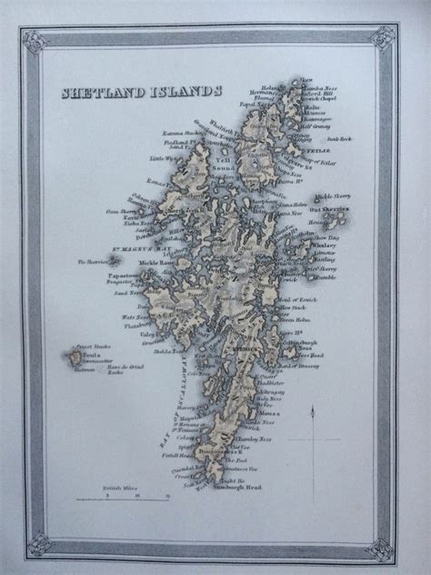 1870 Shetland Islands Original Antique Map Scotland Etsy Uk