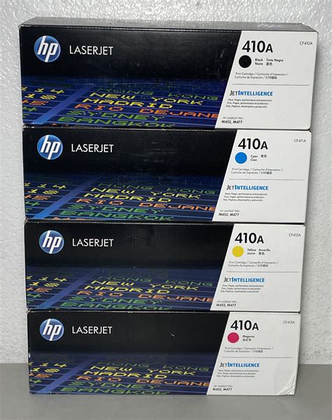 New Set Of 4 Genuine Hp 410a Toner Cartridges Cf410a Cf411a Cf412a