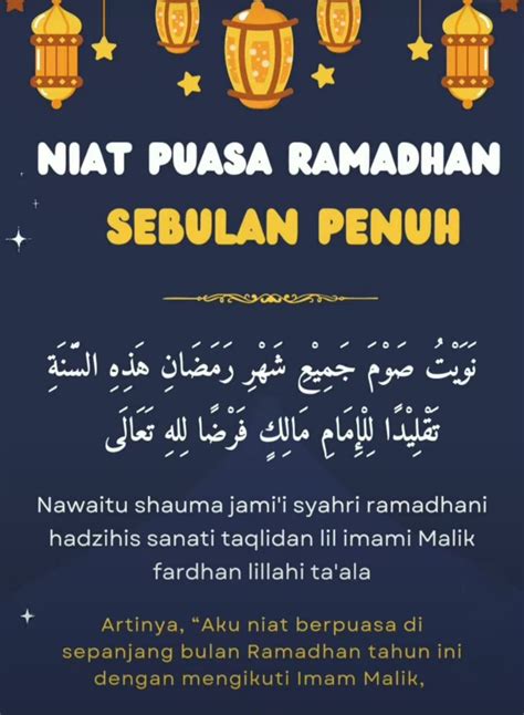 Berikut Niat Puasa Ramadhan Sebulan Penuh Lengkap Arab Latin Dan