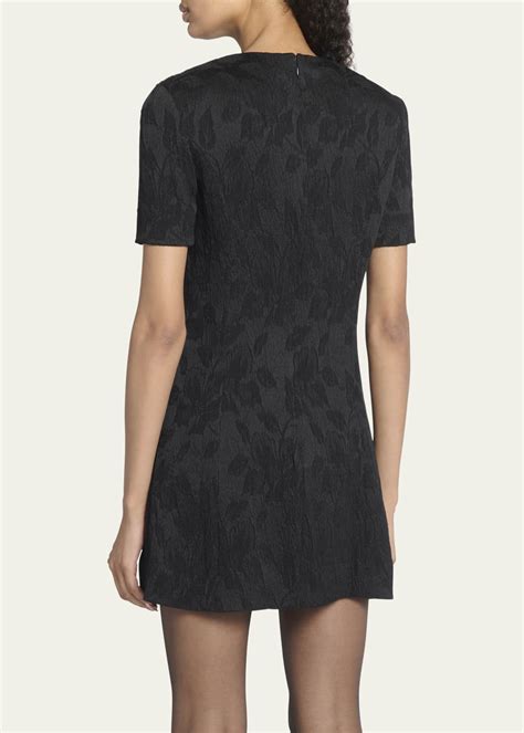 Saint Laurent Tonal Floral Jacquard Mini Dress Bergdorf Goodman