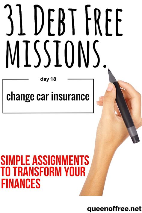 debt  missions change car insurance queen