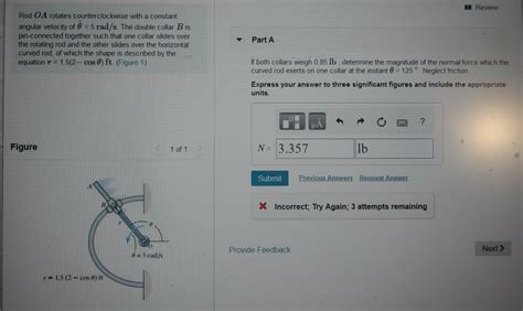 Solved AB Review Rod OA Rotates Counterclockwise With A Chegg