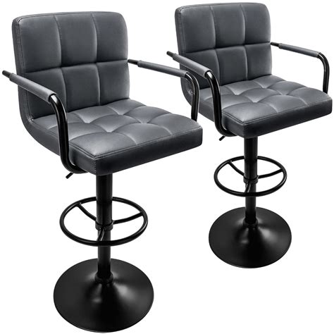 Huracan Bar Stools Set Of 2 Bar Chairs With Arms Grey Bar Stool With