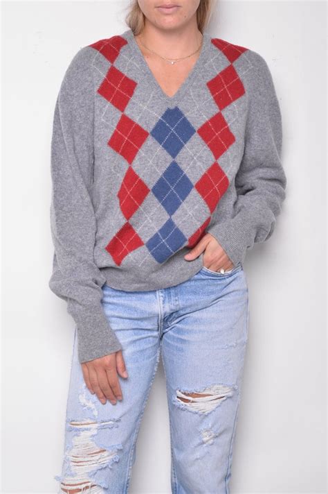 Argyle V Neck Sweater Gem