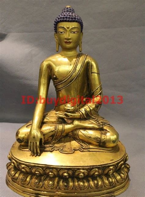 Tibet Budismo Templo Antigo Bronze K Ouro Shakyamuni Amitabha