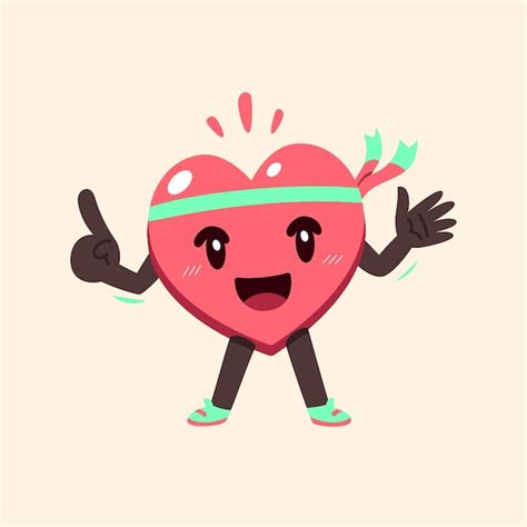 Premium Vector Vector Cartoon Cute Healthy Heart Character