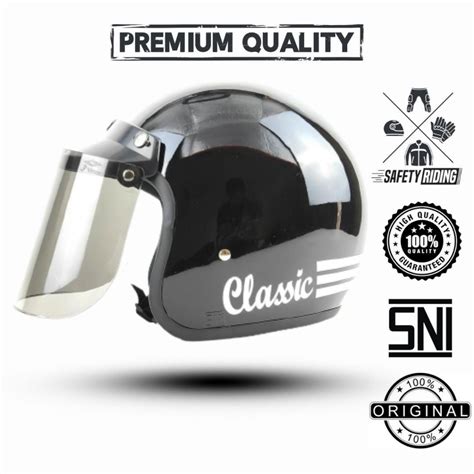 Jual Helm Helem Bogo Retro Dewasa Wanita Pria Cewek Cowok Kaca Datar