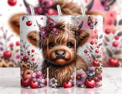 Highland Cow Oz Tumbler Wrap Graphic By Whimsical Dreamer Designs