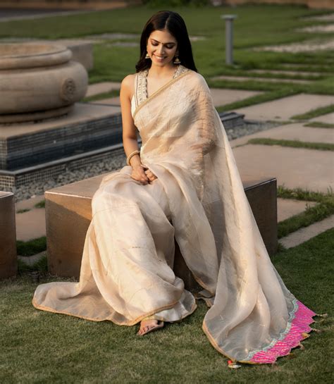 Malavika Mohanan In A Tissue Saree South India Fashion