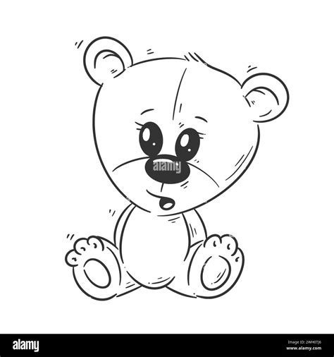 Cute Teddy Bear Sitting Cartoon Style Vector For Coloring Stock Vector Image And Art Alamy