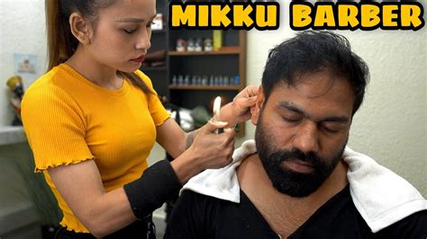 Mikku Barber Head Massage Fire Hair Removal Hair Wash Crackings