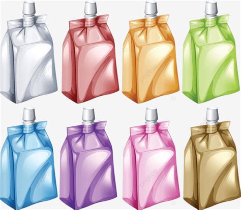 Juice Bags In Different Colors Soft Drink Group Juice Bag Vector Soft