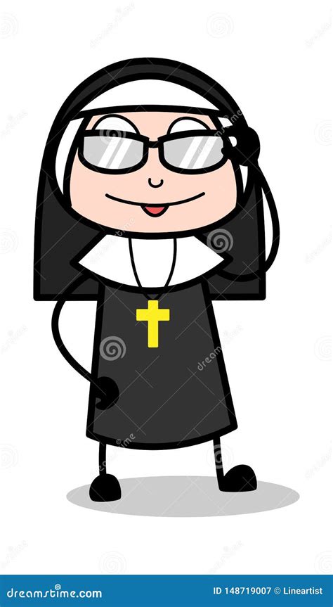 Fashionable Cartoon Nun Lady Vector Illustration Stock Illustration