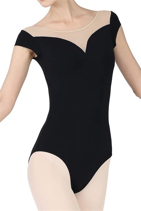 Dance Elite Sashay Off Shoulder Illusion Neckline Leotard Women S Adult M Black