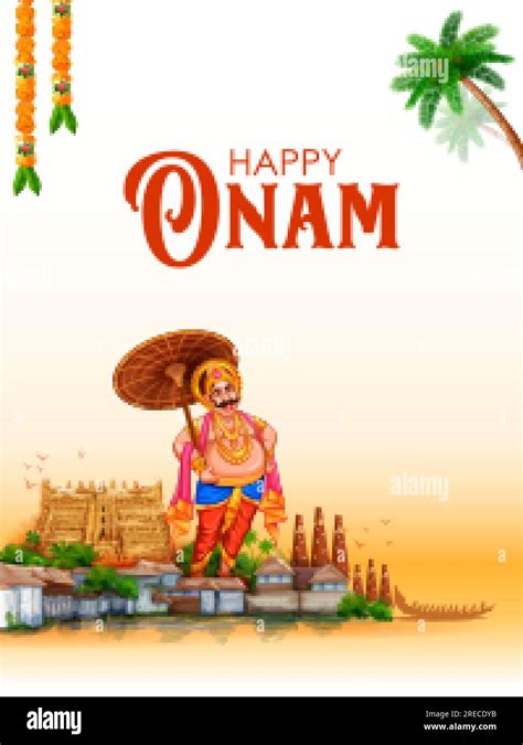 Illustration Of King Mahabali In Onam Traditional Festival Background