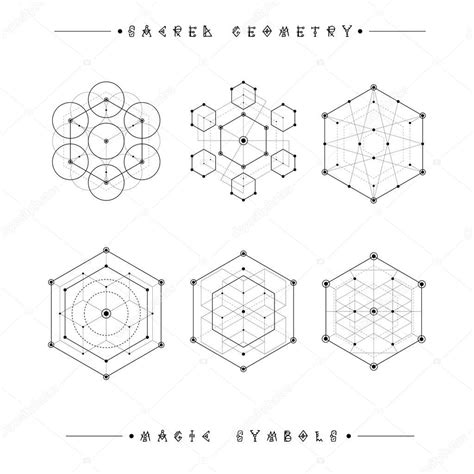 Signos De Geometría Sagrada Conjunto De Símbolos Y Elementos Alquimia Religión Filosofía