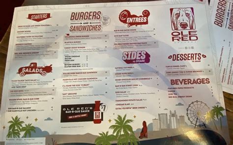 Menu at Ole Red pub & bar, Orlando