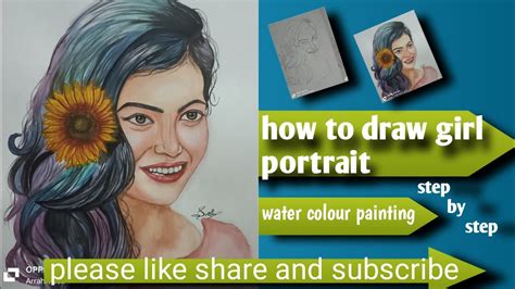 How To Draw Girl Portrait With Water Colour Painting 🖌️🎨 Step By Step Youtube