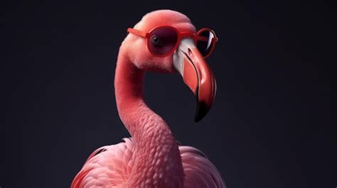 Premium Ai Image Pink Flamingo Wearing Summer Sunglasses Generative Ai