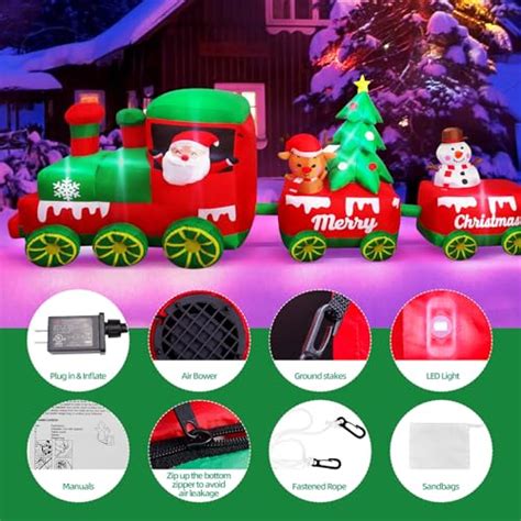 Ft Christmas Inflatables Train With Santa Claus Reindeer Snowman