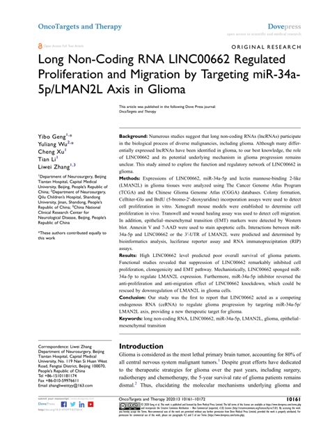 Pdf Long Non Coding Rna Linc Regulated Proliferation And