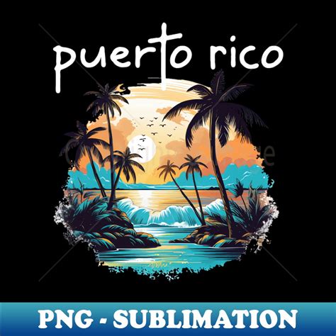 Puerto Rico - Beach Scene White Lettering - Exclusive PNG Su - Inspire ...