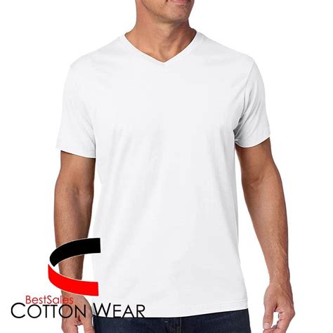 Cotton Wear V Neck T Shirt Plain White For Adult Unisex Shopee