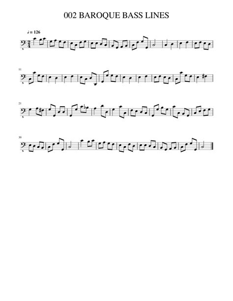 002 Baroque Bass Lines Sheet Music For Bass Guitar Solo