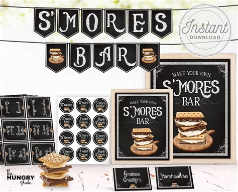 Circle Labels Round Labels Smores Party Camping Party Smores Kits