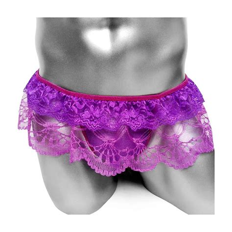 Sissy Mini Culotte En Dentelle Florale Transparente Pour Homme Gay