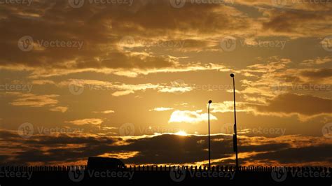 The Beautiful Sunset View With The Colorful Clouds And Sky In The City