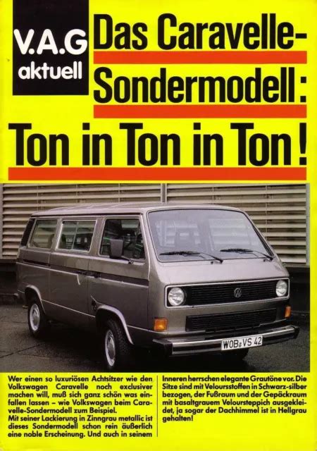 VW BUS T3 Prospekt Sondermodell Ton In Ton In Ton Januar 1983 EUR