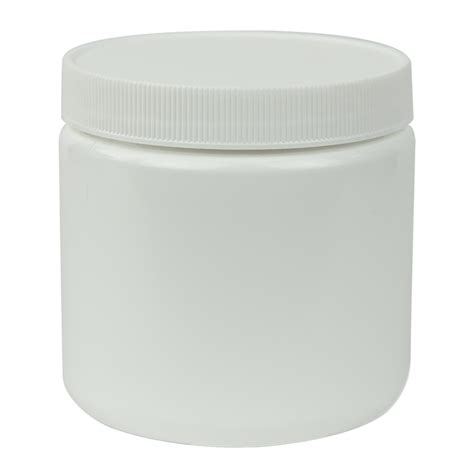 16 Oz White HDPE Wide Mouth Round Jar With 89 400 White Ribbed Cap