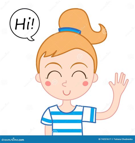 Little girl saying Hi stock vector. Illustration of bubble - 74257617