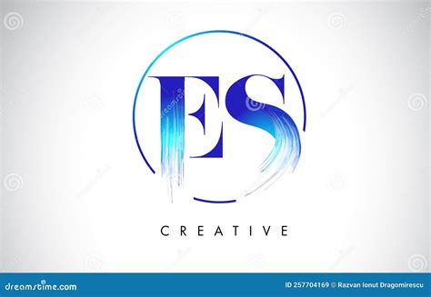 ES Brush Stroke Letter Logo Design Blue Paint Logo Leters Icon Stock