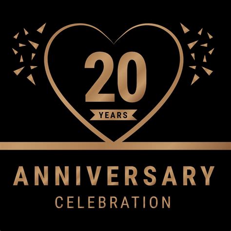 20 Years Anniversary Celebration Logotype Anniversary Logo With Golden