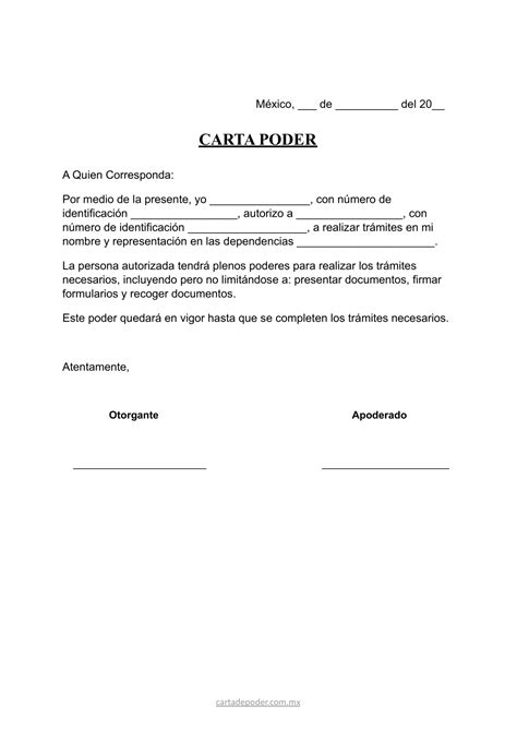 Carta Poder Para Tr Mites Formato Doc Pdf