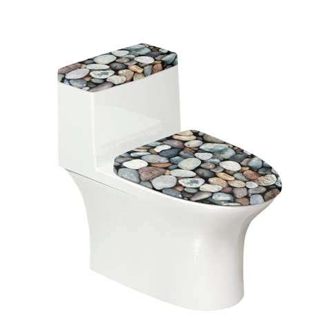 Renewold Cobblestone Toilet Lid Cover Set Piece Machine Washable