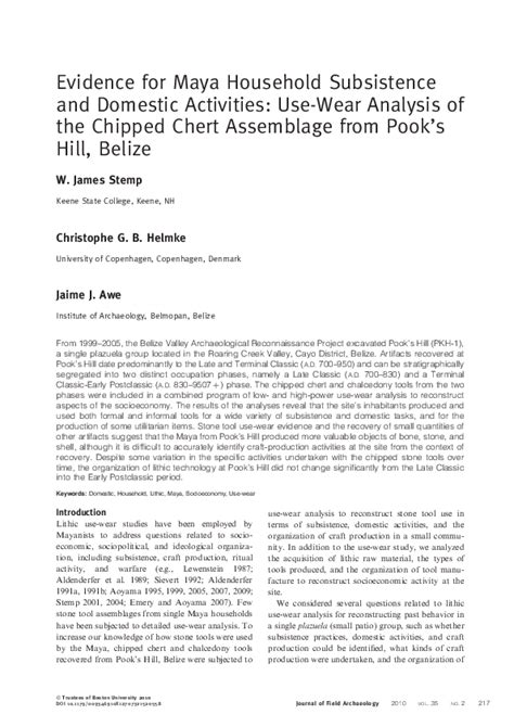 Pdf Evidence For Maya Household Subsistence And Domestic Activities