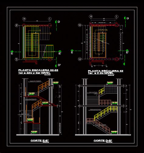 Escalera En Dwg Kb Librer A Cad