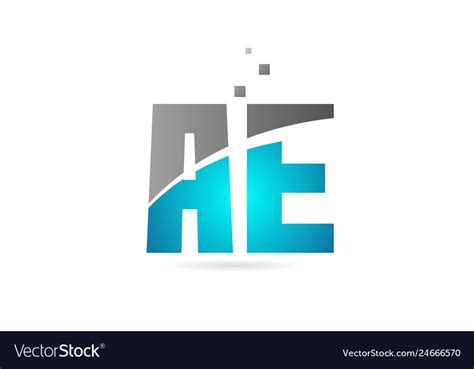 Blue Grey Alphabet Letter Combination Ae A E Vector Image