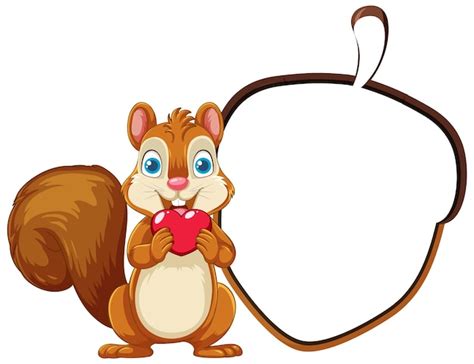 Premium Vector Cheerful Squirrel Holding A Heart