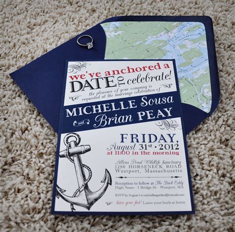 Nautical Wedding Invitation Navy And Red Wedding Invitation Cruise Ship Wedding Anchor