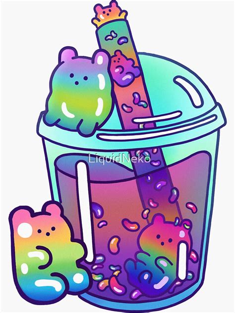 Cute Kawaii Jelly Bear Boba Tea Sticker For Sale By Liquidneko Redbubble