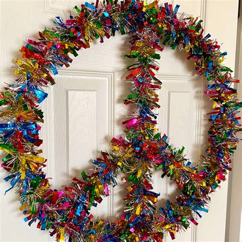 Peace Wreaths For Front Door Peace Sign Wreath Rainbow Peace Etsy