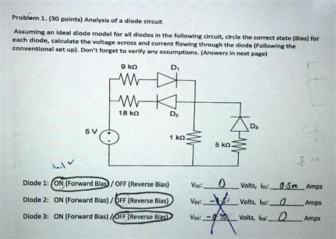 SOLVED Problem 1 30 Points Analysis Of A Diode Circuit Assuming An